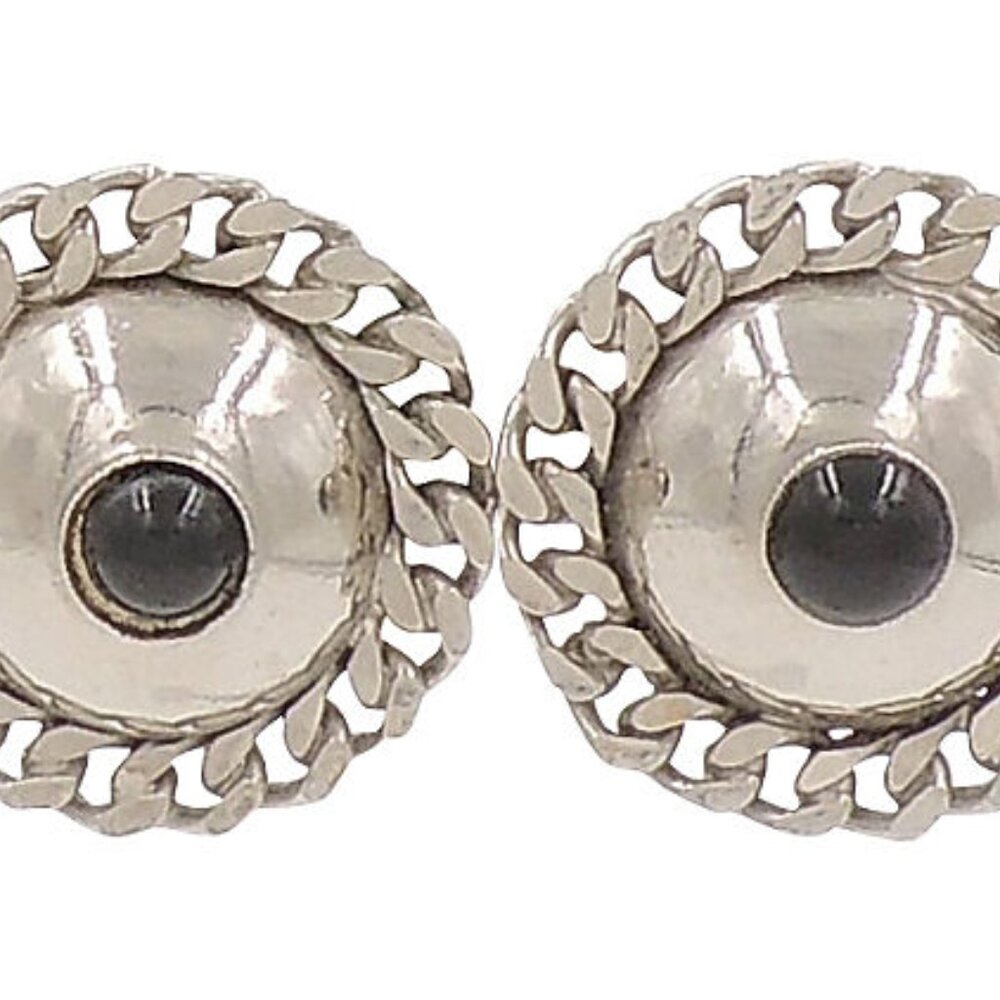 Vintage Signed Ugo Correani Modernist Cabochon Clip Earrings